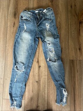 KanCan Distressed Skinny Jeans in Light Blue Wash